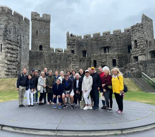 Transcendent Travel group at Caernarfon Castle in Wales