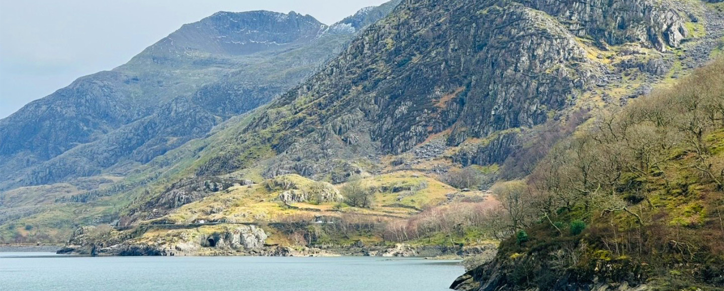 Llyn Peris, a lake situated near the village of Llanberis in Snowdonia National Park, North Wales.