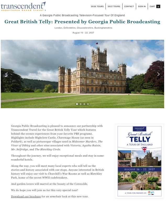 Great British Telly: Presented by Georgia Public Broadcasting (August 16, 2027) - Booking page: Landing Page