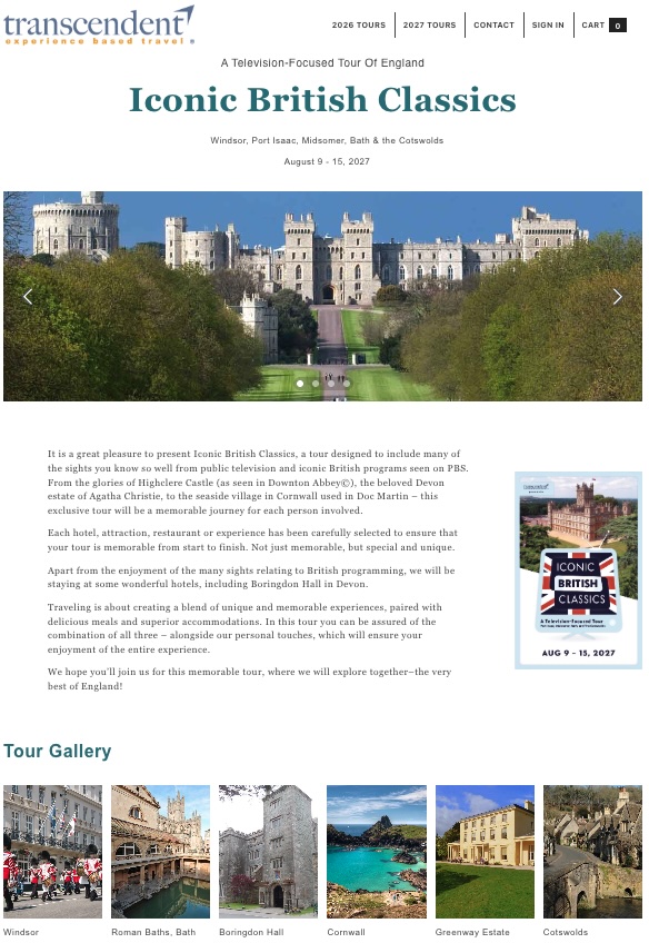 Iconic British Classics (August 9, 2027) - Booking page: Landing Page